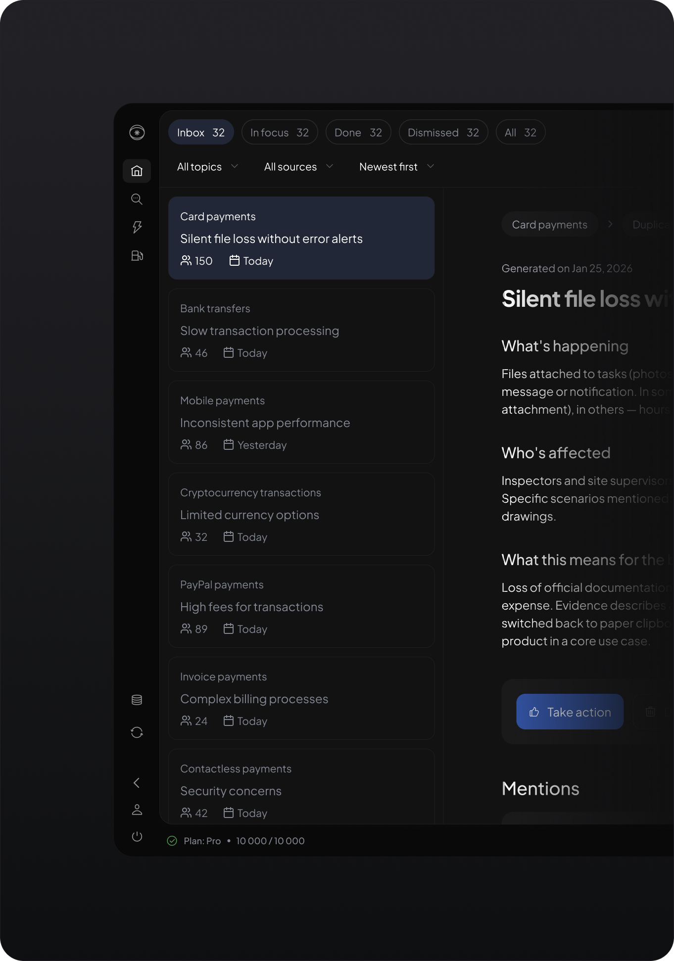 Insightcore insight detail with evidence and AI recommendation