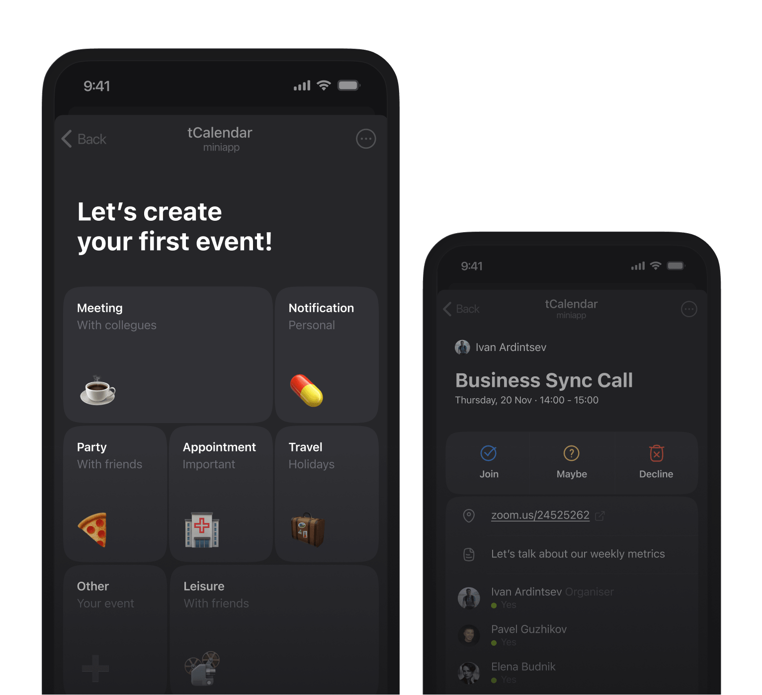 tCalendar — project preview