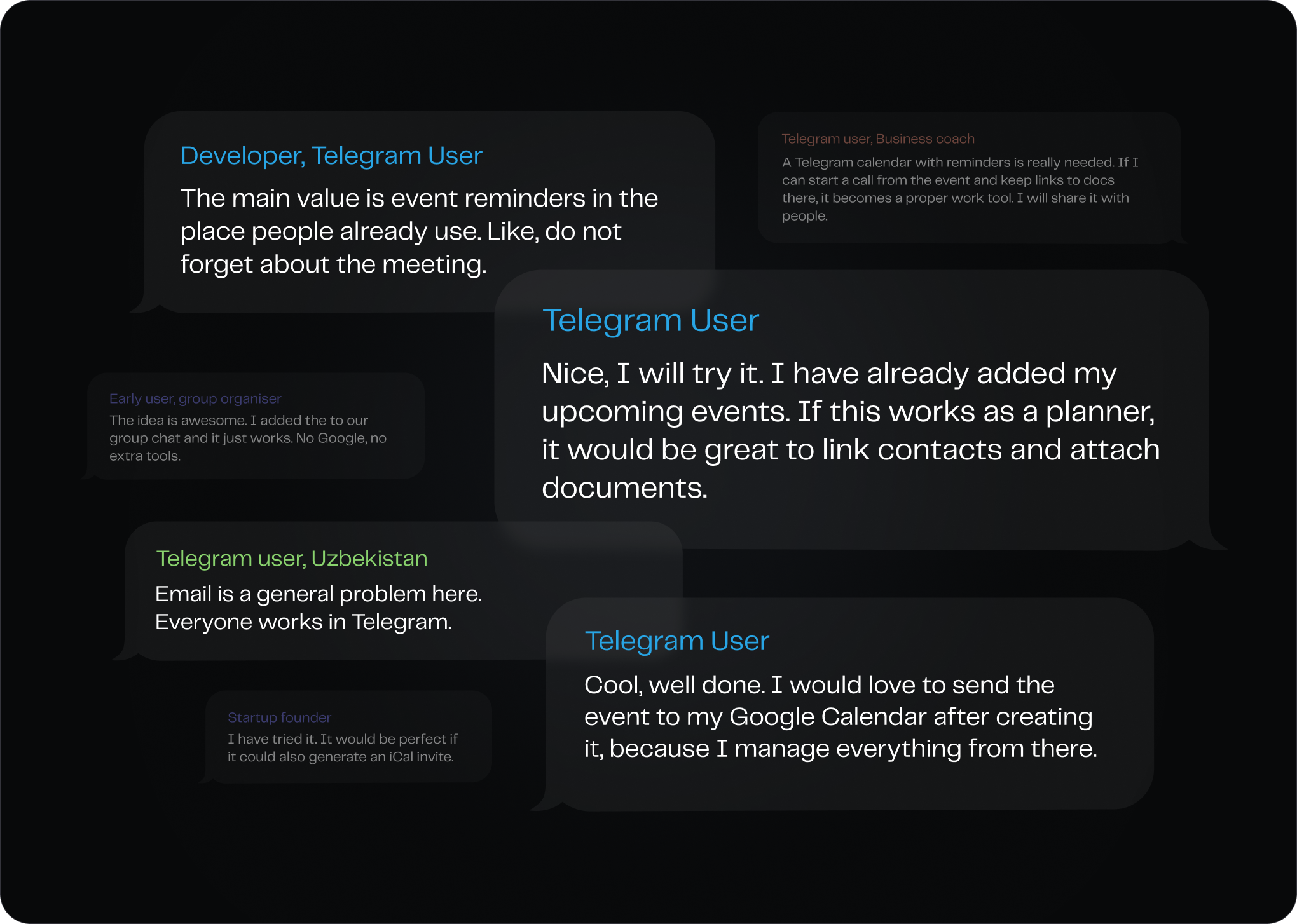 Testimonials from early tCalendar users